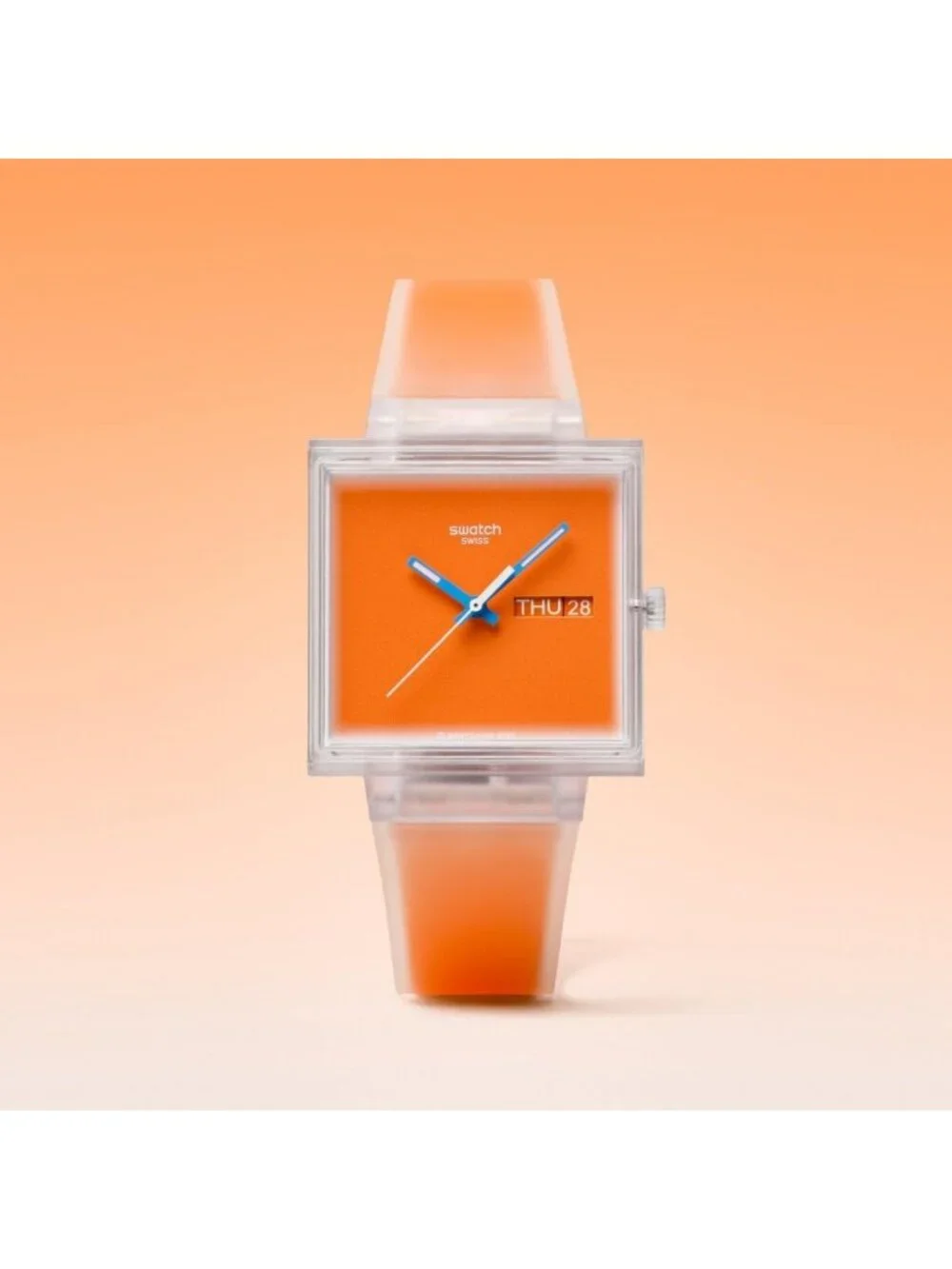 Unisex Orange Casual Watch Bio-sourced Quartz Square Analog Stylish Wrist Watch